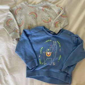 Gap and old navy sweaters - 2T rainbow and bright lama